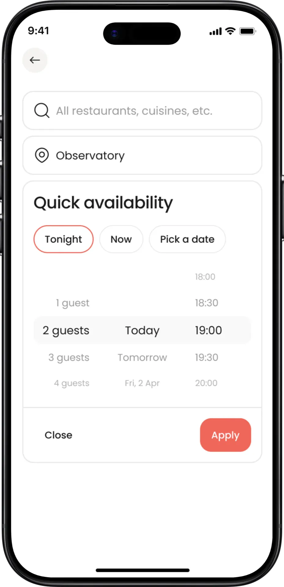 See availability for multiple restaurants.